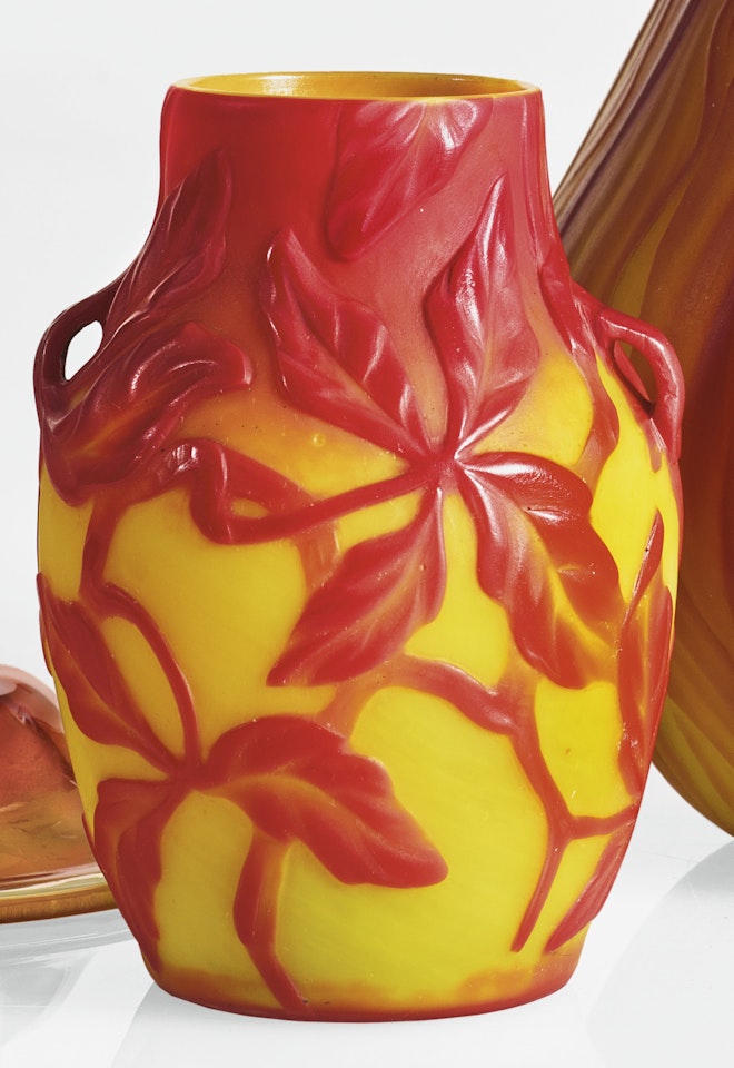 CARVED CAMEO HANDLED VASE by Tiffany Studios