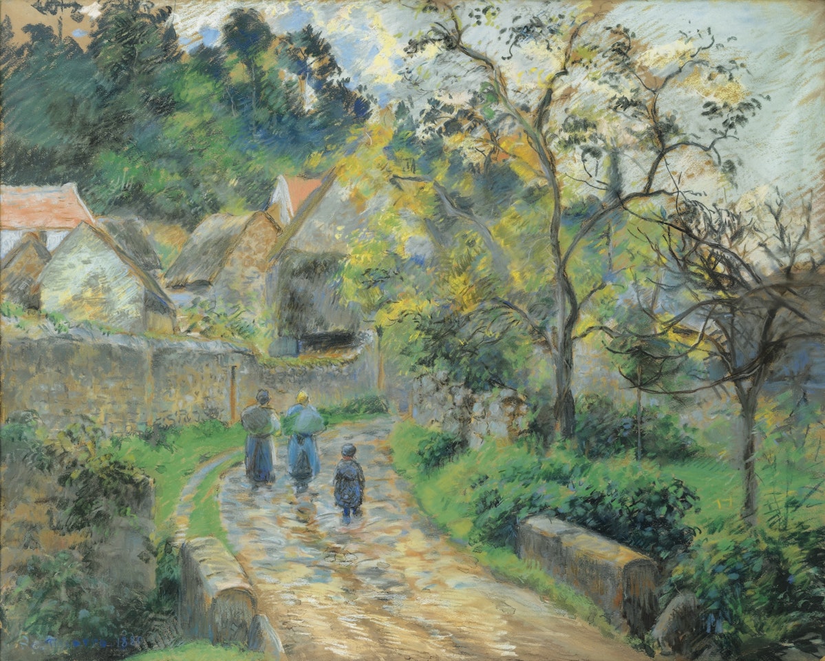 RUE DE VILLAGE À AUVERS by Camille Pissarro