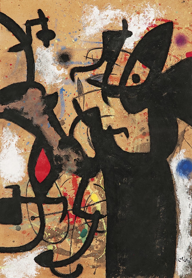 POÈTE ÉCRIVANT UN POÈME DICTÉ PAR L'OISEAU DE PASSAGE by Joan Miró