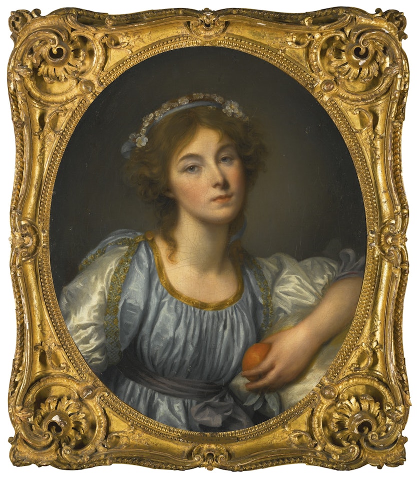 A YOUNG GIRL HOLDING AN ORANGE by Jean-Baptiste Greuze