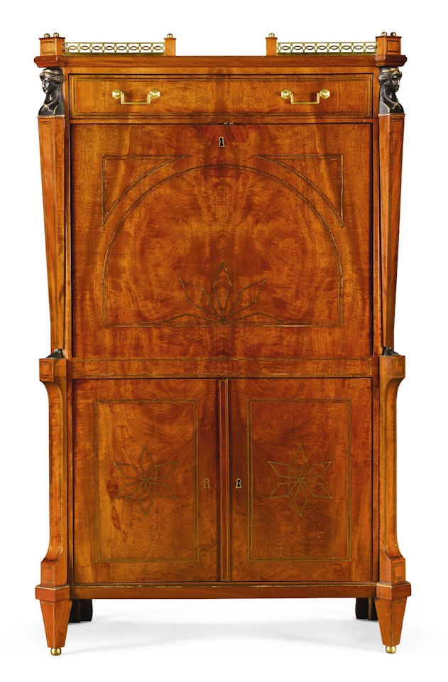 A Charles X brass strung mahogany secrétaire à abattant by Anonymous