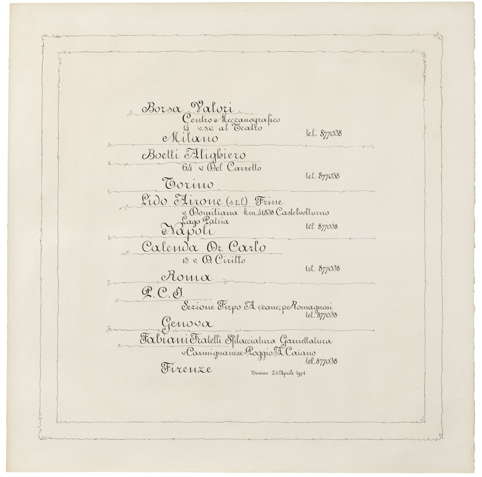 CALLIGRAFIA by Alighiero Boetti