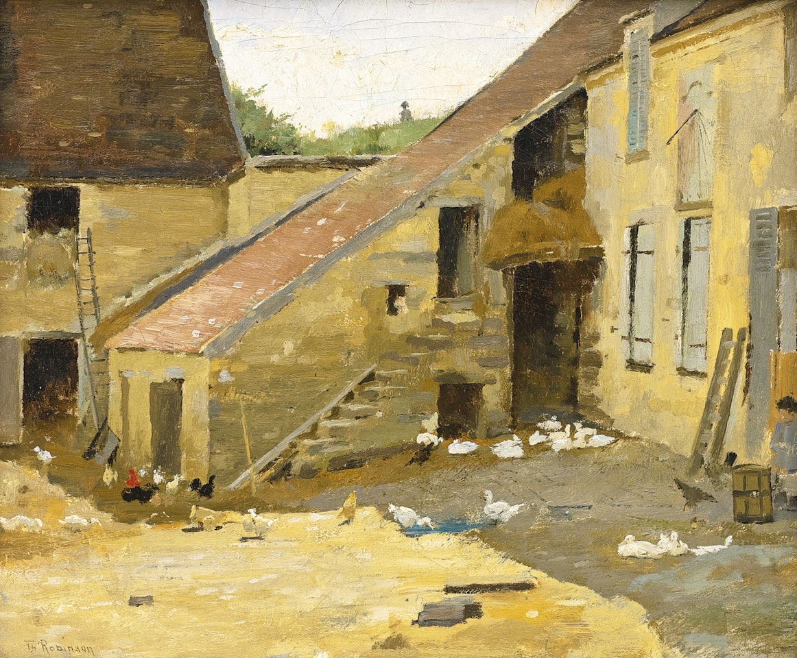 BARNYARD WITH DUCKS by Theodore Robinson