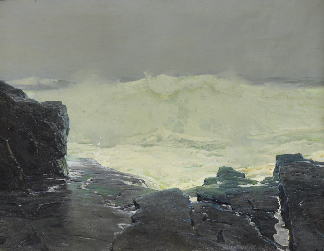 SURF AND FOG; MONHEGAN MAINE by Frederick Judd Waugh