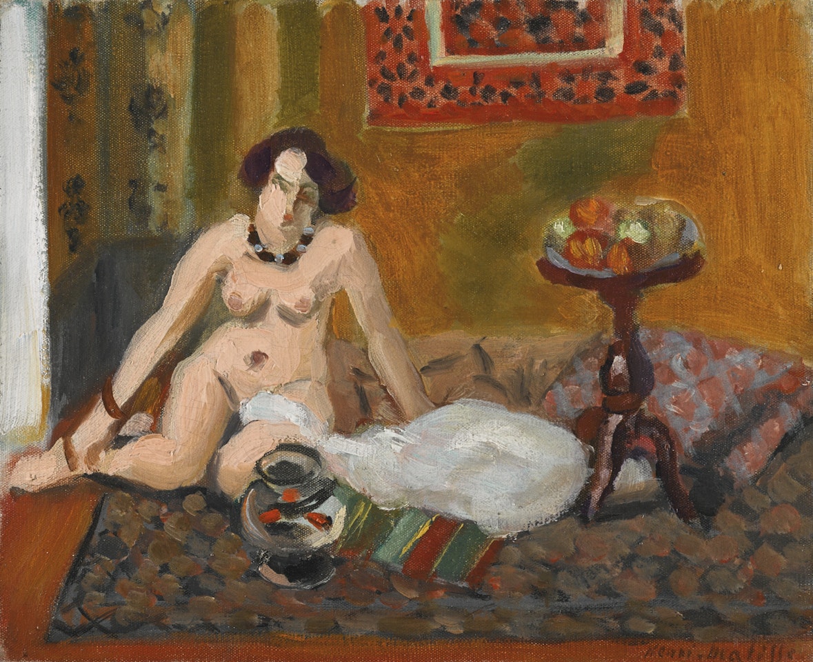 NU ACCROUPI DEVANT UN AQUARIUM (NU AUX POISSONS ROUGES) by Henri Matisse