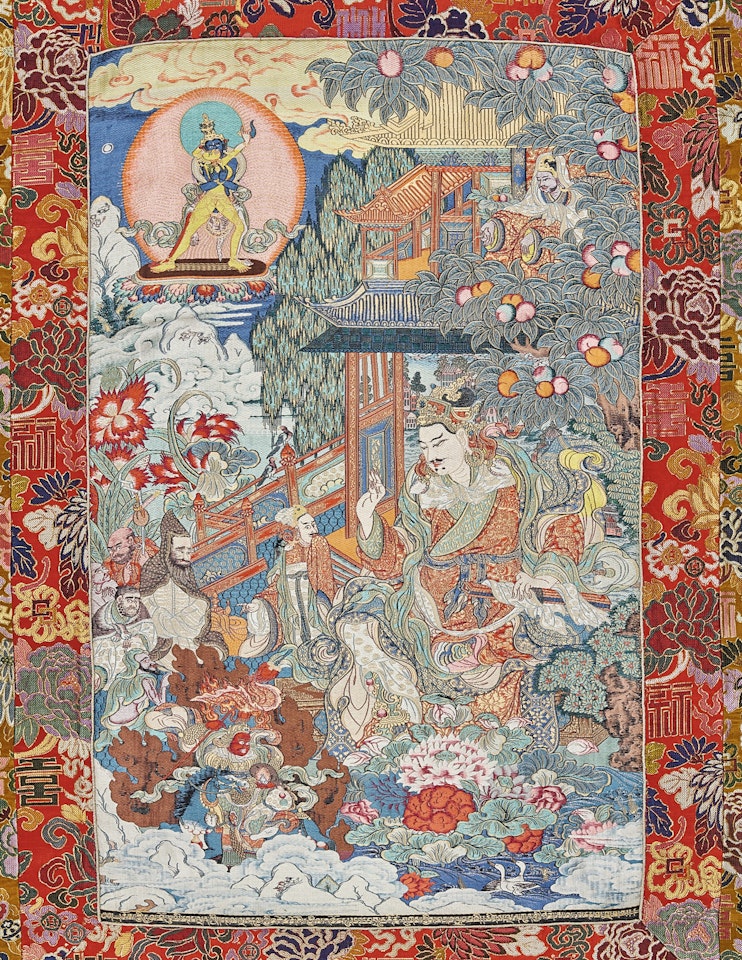 AN EXCEPTIONAL SET OF SEVENTEEN SILK BROCADE 'NARTHANG' COMMEMORATIVE THANGKAS by Anonymous