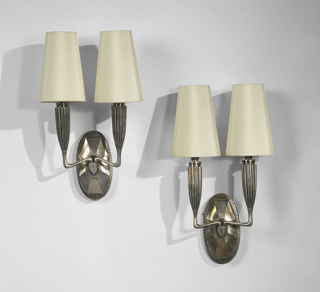 PAIR OF WALL SCONCES, MODEL 032 AR AND 3667 NR by Emile-Jacques Ruhlmann