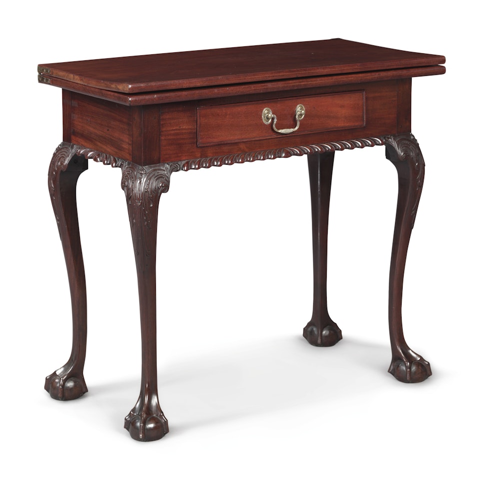 The Shoemaker-Pickering-Doughton Family Chippendale Carved and Figured Mahogany Games Table, possibly from the shop of Jonathan Shoemaker, carving attributed to Richard Butts by Anonymous