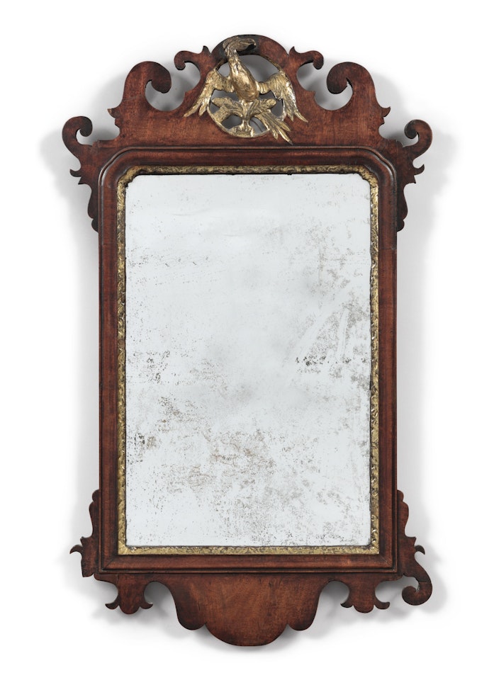 George II Parcel-Gilt and Mahogany Looking Glass by Anonymous