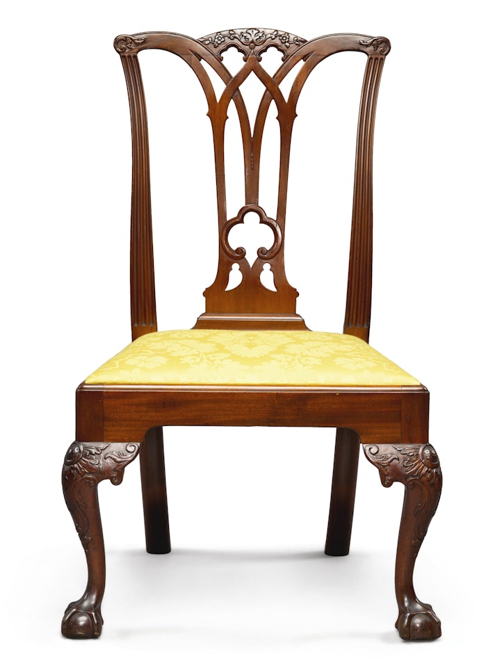 Chippendale Carved Mahogany Side Chair, carving attributed to Martin Jugiez by Anonymous