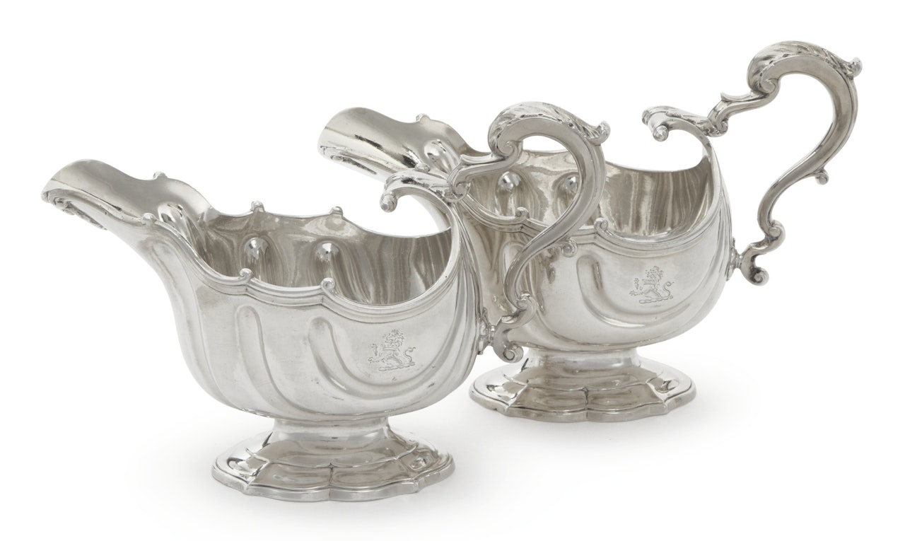 A pair of George II silver sauce boats, Pezé Pilleau by Anonymous