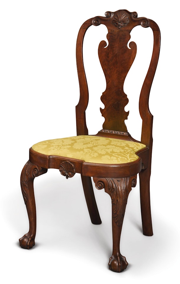 Important Queen Anne Carved Walnut Compass-Seat Side Chair by Anonymous