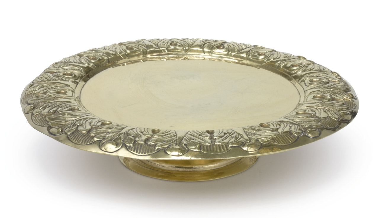 A Charles II silver-gilt salver on foot, maker's mark TB or JB conjoined by Anonymous