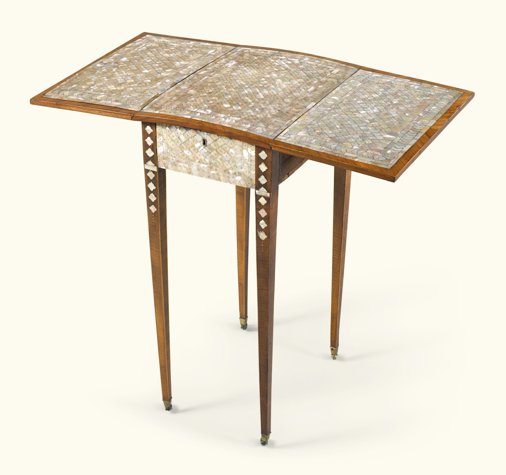 A small George III harewood Pembroke table with Gujarati mother-of-pearl panels by Anonymous