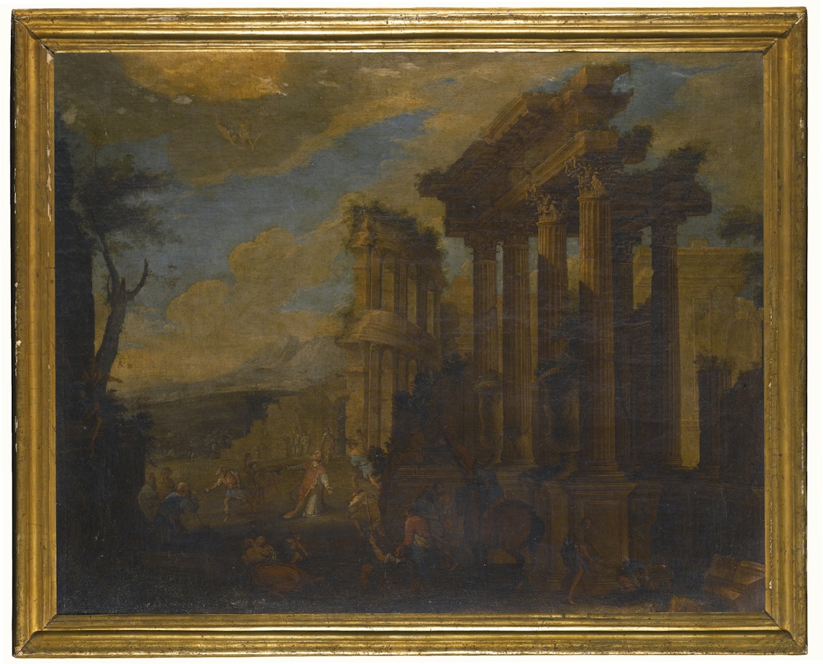 ARCHITECTURAL CAPRICCIO WITH THE MARTYRDOM OF SAINT STEPHEN by Neapolitan School