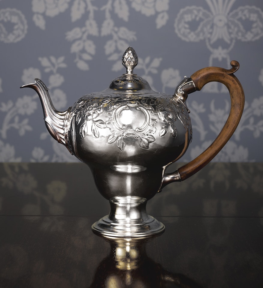 An American silver chased teapot, Ephraim Brasher by Anonymous