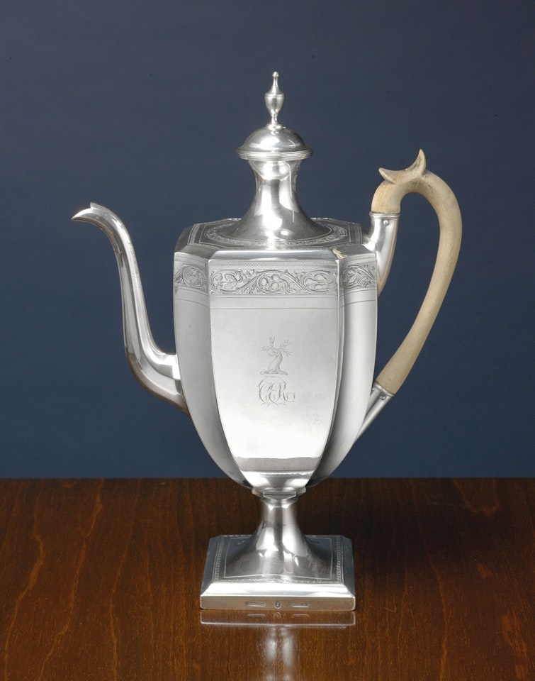 An American Silver Large Coffee pot, Charles Louis Boehme by Anonymous