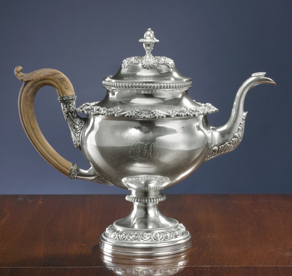 An American Silver teapot, Harvey Lewis by Anonymous