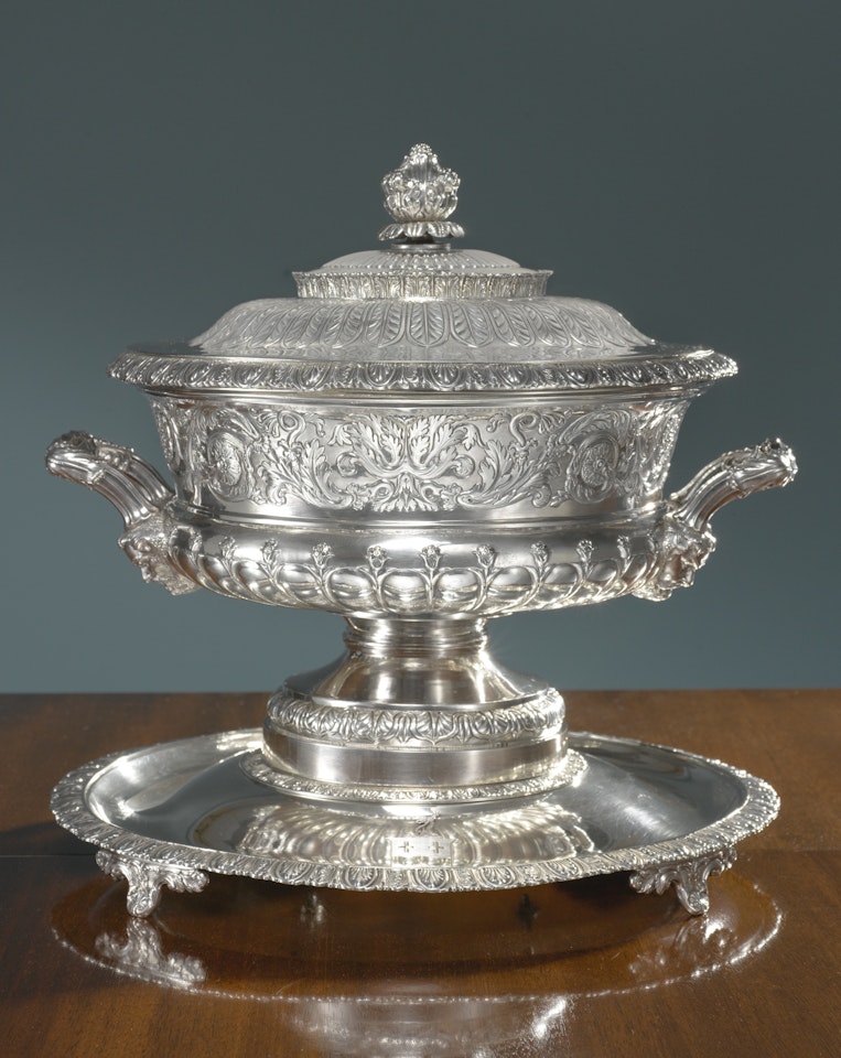 An American silver tureen and cover on stand, Baldwin Gardiner by Anonymous