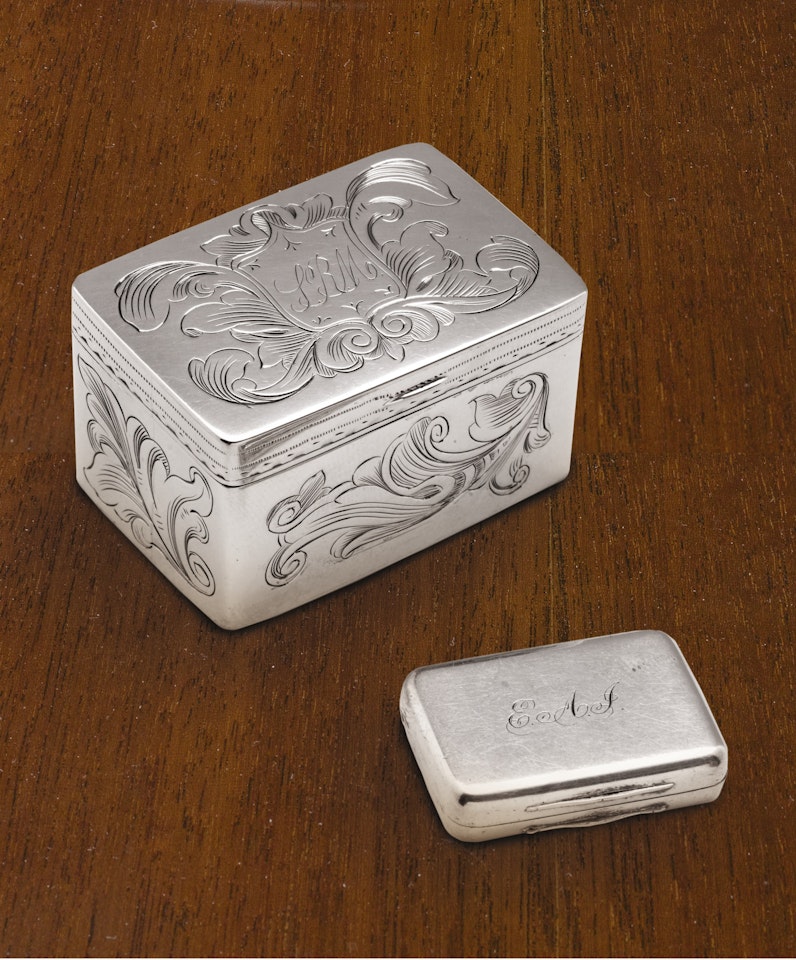 An American silver nutmeg grater, S. Kirk & Son by Anonymous