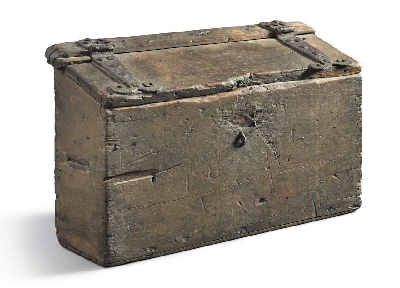 Rare Green Painted Pine Conestoga Wagon Box by Anonymous