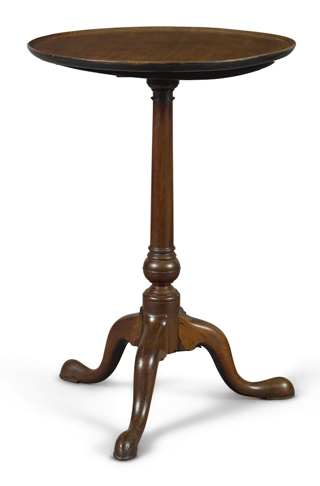 Queen Anne Mahogany Tilt-Top Dish-Top Candlestand by Anonymous