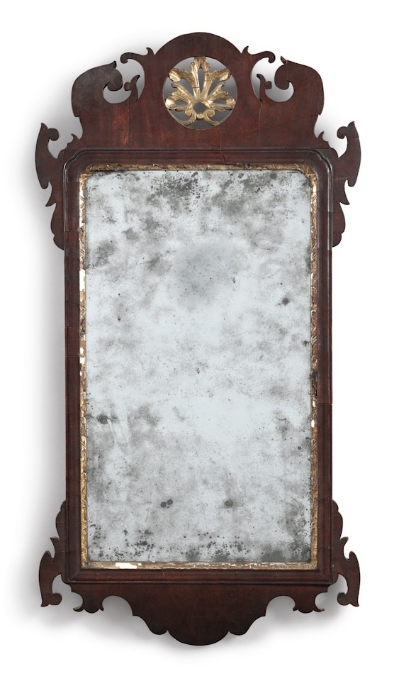 Chippendale Parcel-Gilt and Mahogany Looking Glass by Anonymous