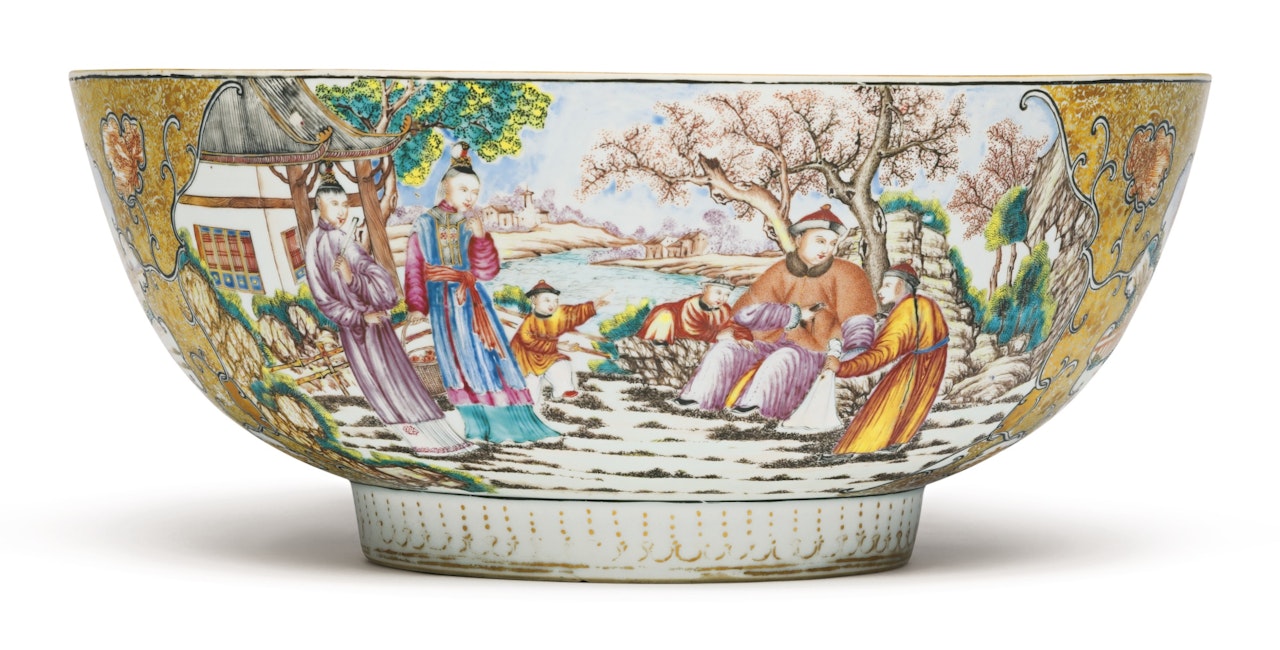 A CHINESE EXPORT FAMILLE-ROSE PUNCH BOWL by Anonymous