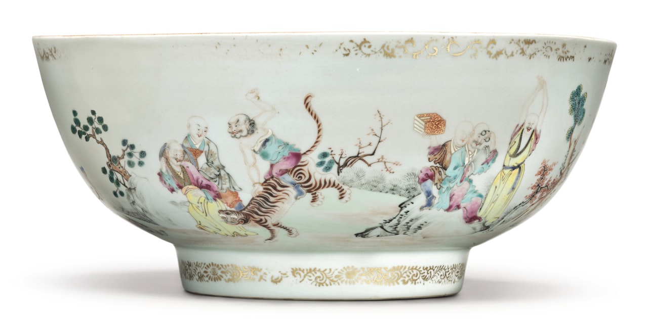 A CHINESE EXPORT FAMILLE-ROSE PUNCH BOWL by Anonymous