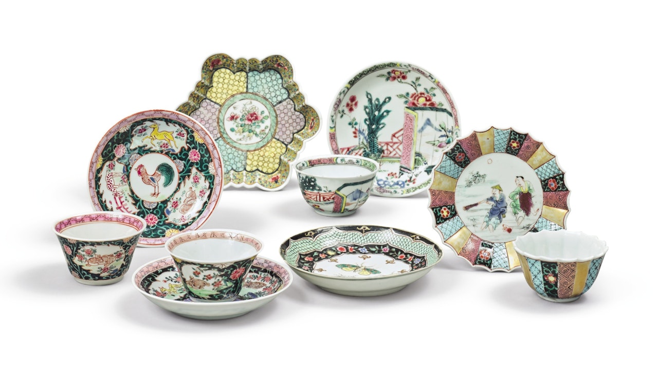 A GROUP OF CHINESE EXPORT FAMILLE-ROSE TEA WARES by Anonymous
