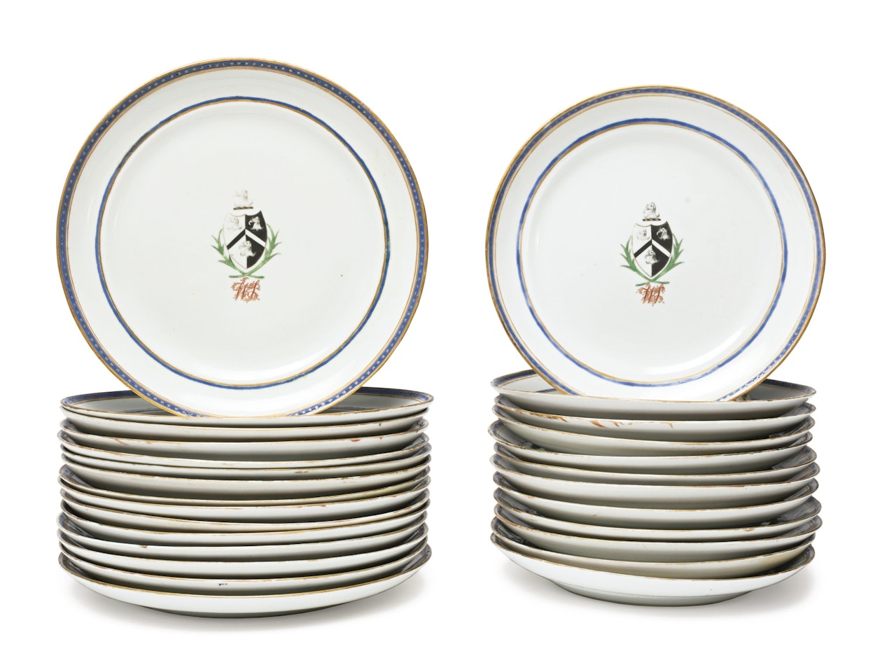 A SET OF TWENTY-SEVEN CHINESE EXPORT ARMORIAL PLATES by Anonymous