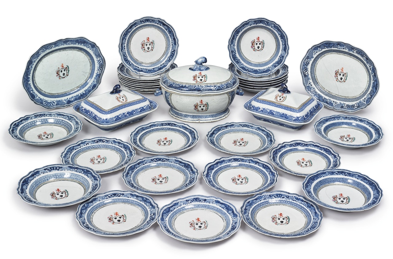 A CHINESE EXPORT ARMORIAL PART DINNER SERVICE by Anonymous
