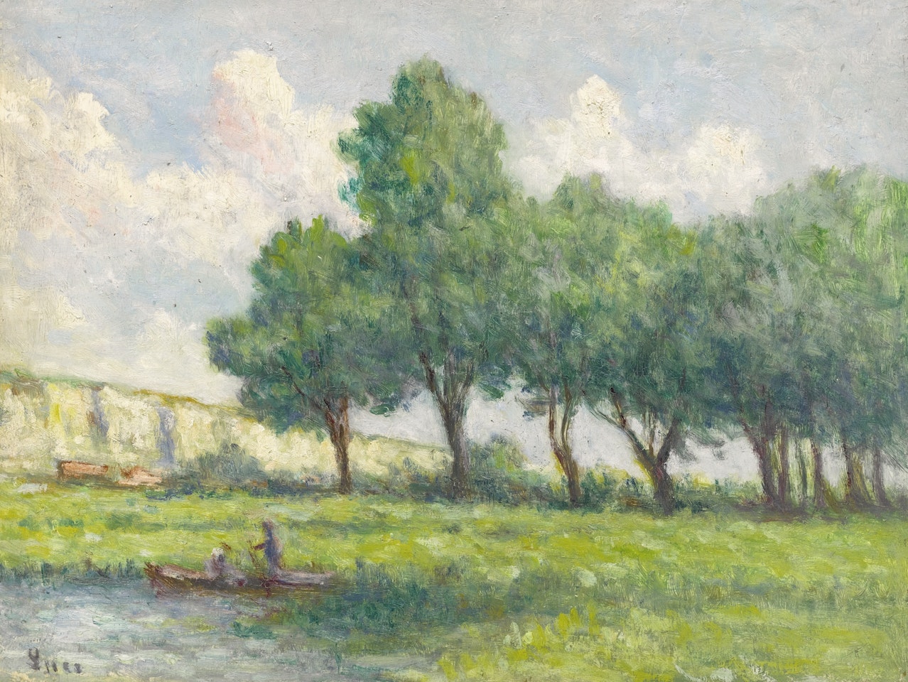 BARQUE PRÈS DE ROLLEBOISE by Maximilien Luce