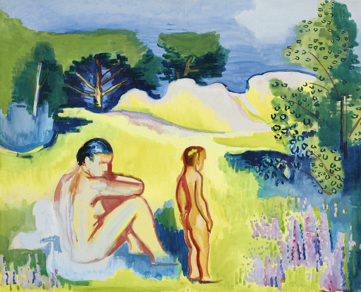 LANDSCHAFT MIT ZWEI BADENDEN (LANDSCAPE WITH TWO BATHERS) by Max Pechstein
