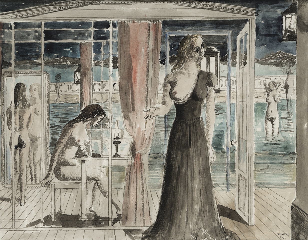 ÉTUDE POUR FILLES AU BORD DE L'EAU by Paul Delvaux