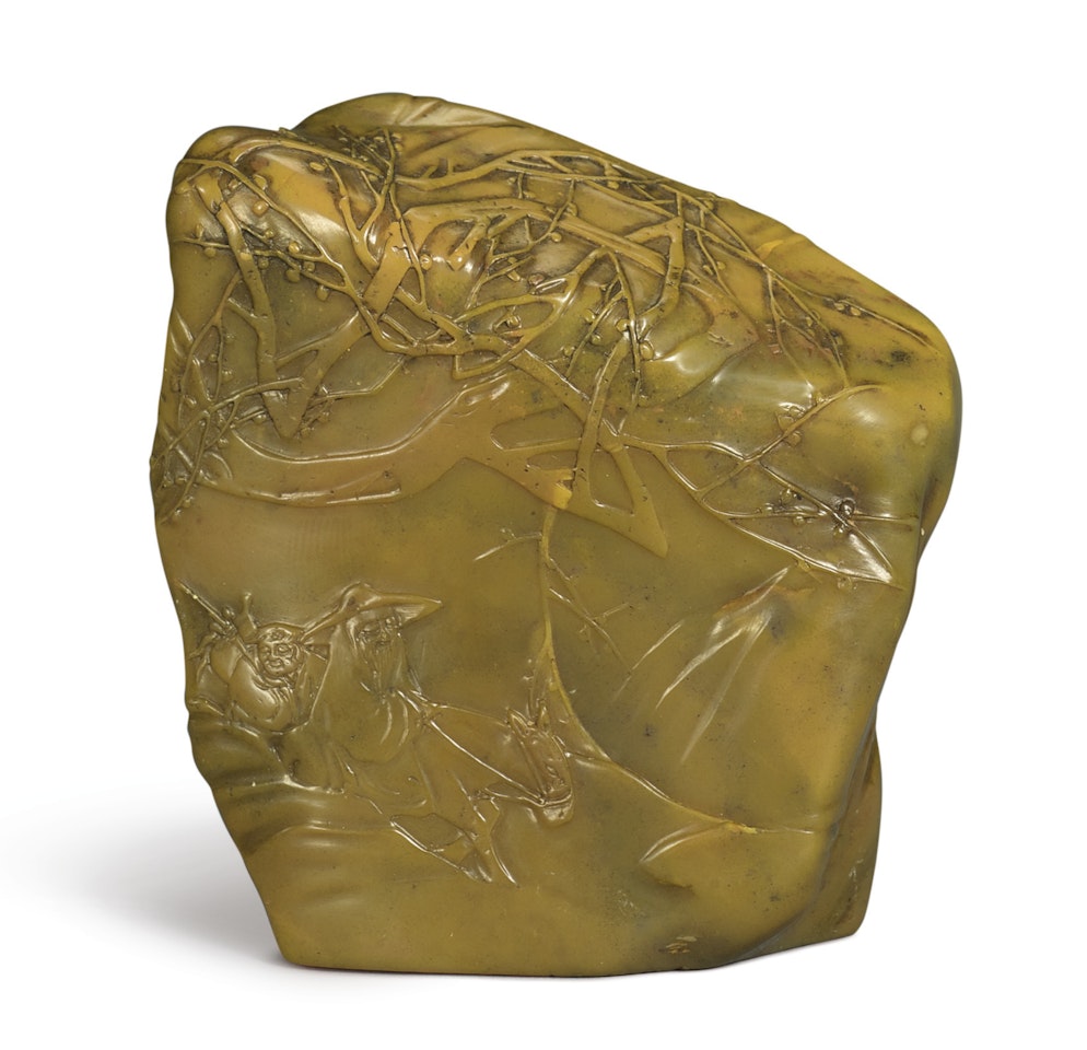 AN INSCRIBED SHOUSHAN SEAL, SIGNED SANSHANQIAOZI ZHUCHU by Anonymous