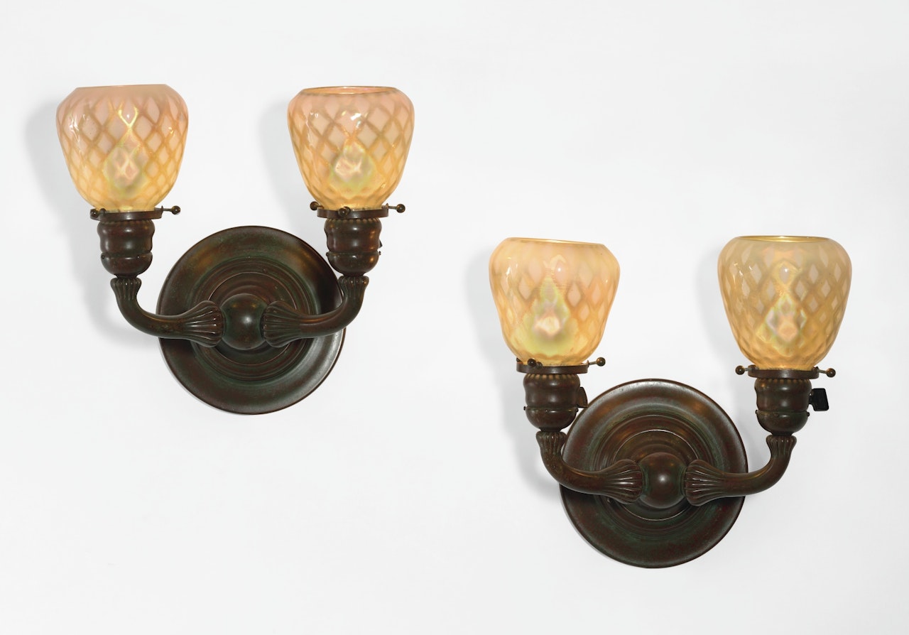 PAIR OF TWO-LIGHT SCONCES by Tiffany Studios