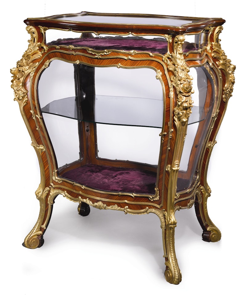 A Louis XV style gilt bronze-mounted tulipwood vitrine by Anonymous