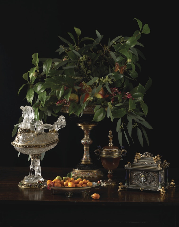 A gold, enamel and hardstone dish by Anonymous