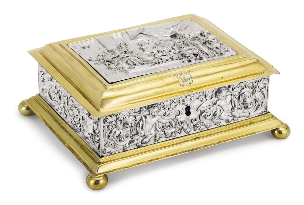 A parcel-gilt silver casket by Anonymous