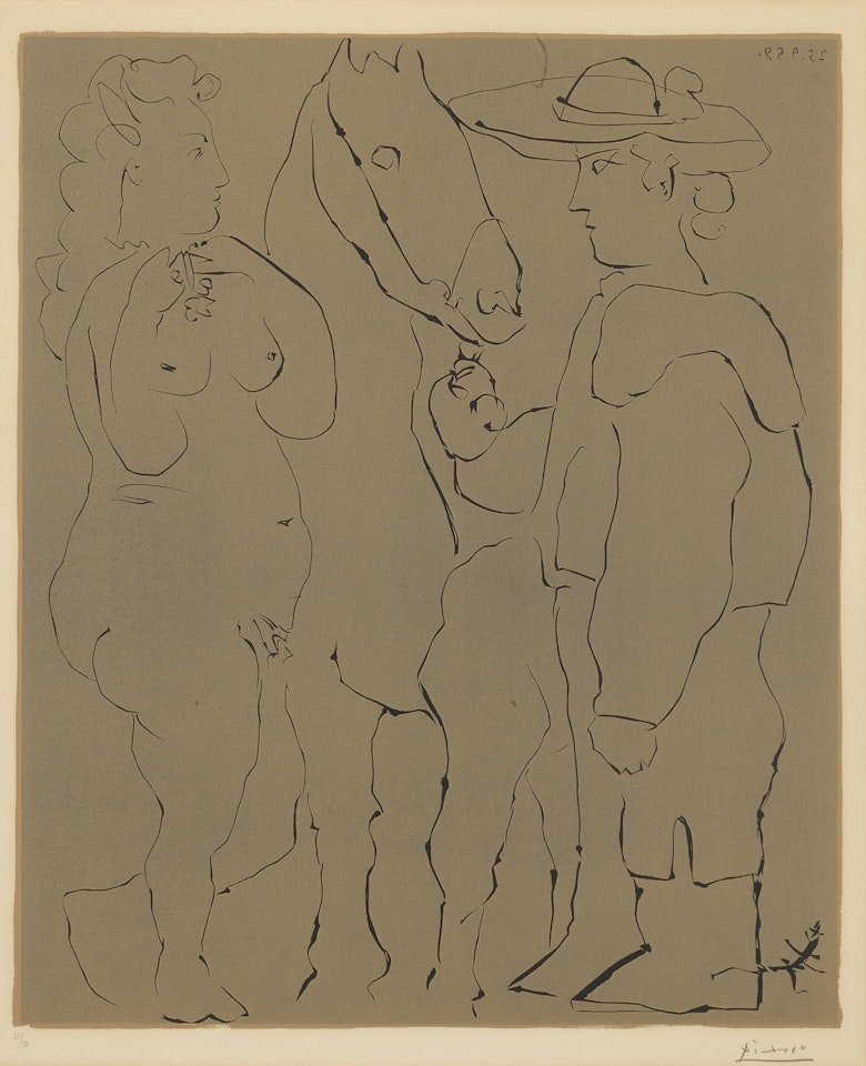 PICADOR DEBOUT AVEC SON CHEVAL ET UNE FEMME (B. 913; BA. 1238) by Pablo Picasso