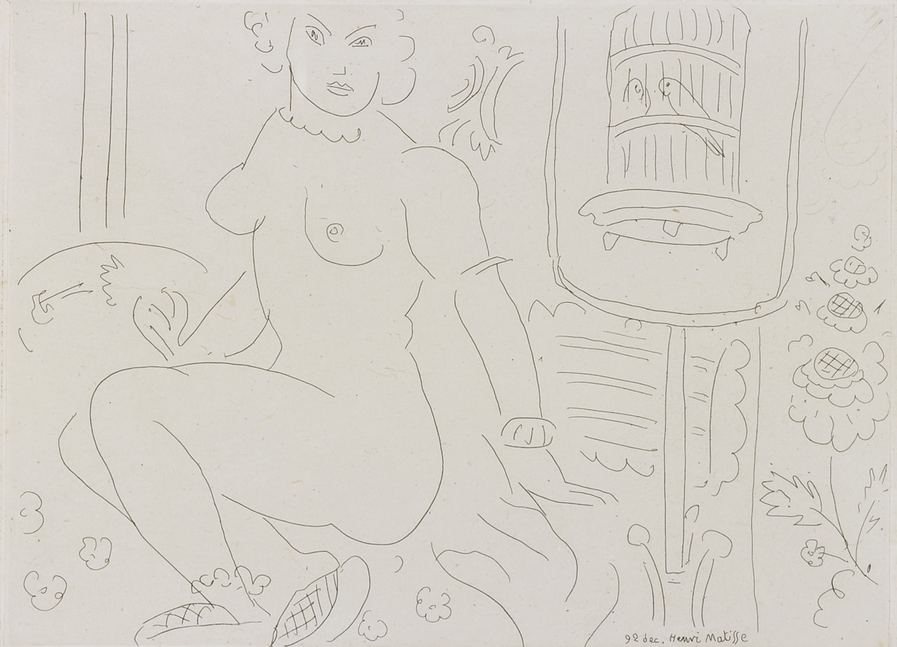 NU PRÈS D'UNE CAGE DE PERRUCHES (D. 212) by Henri Matisse