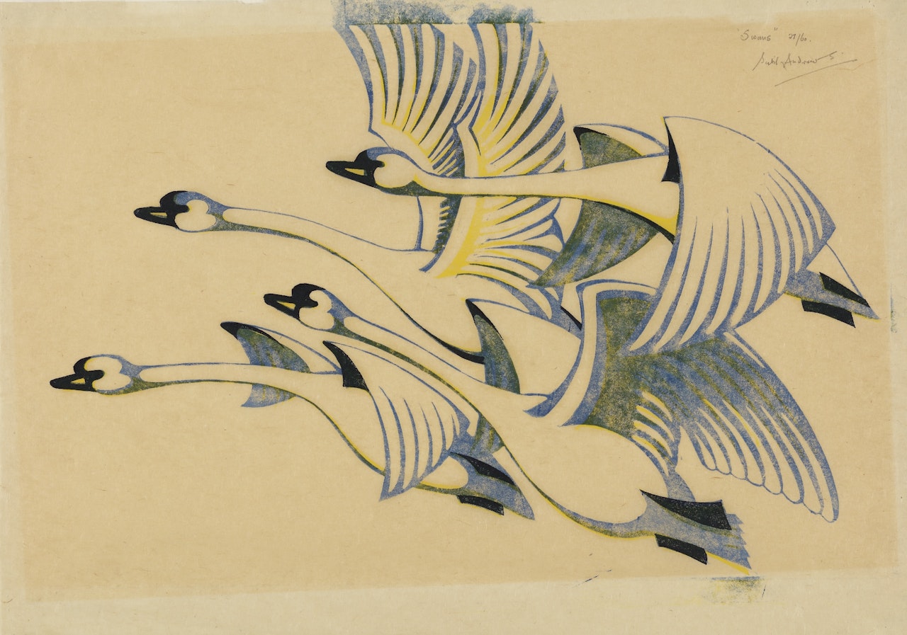 SWANS (C. SA 41) by Sybil Andrews