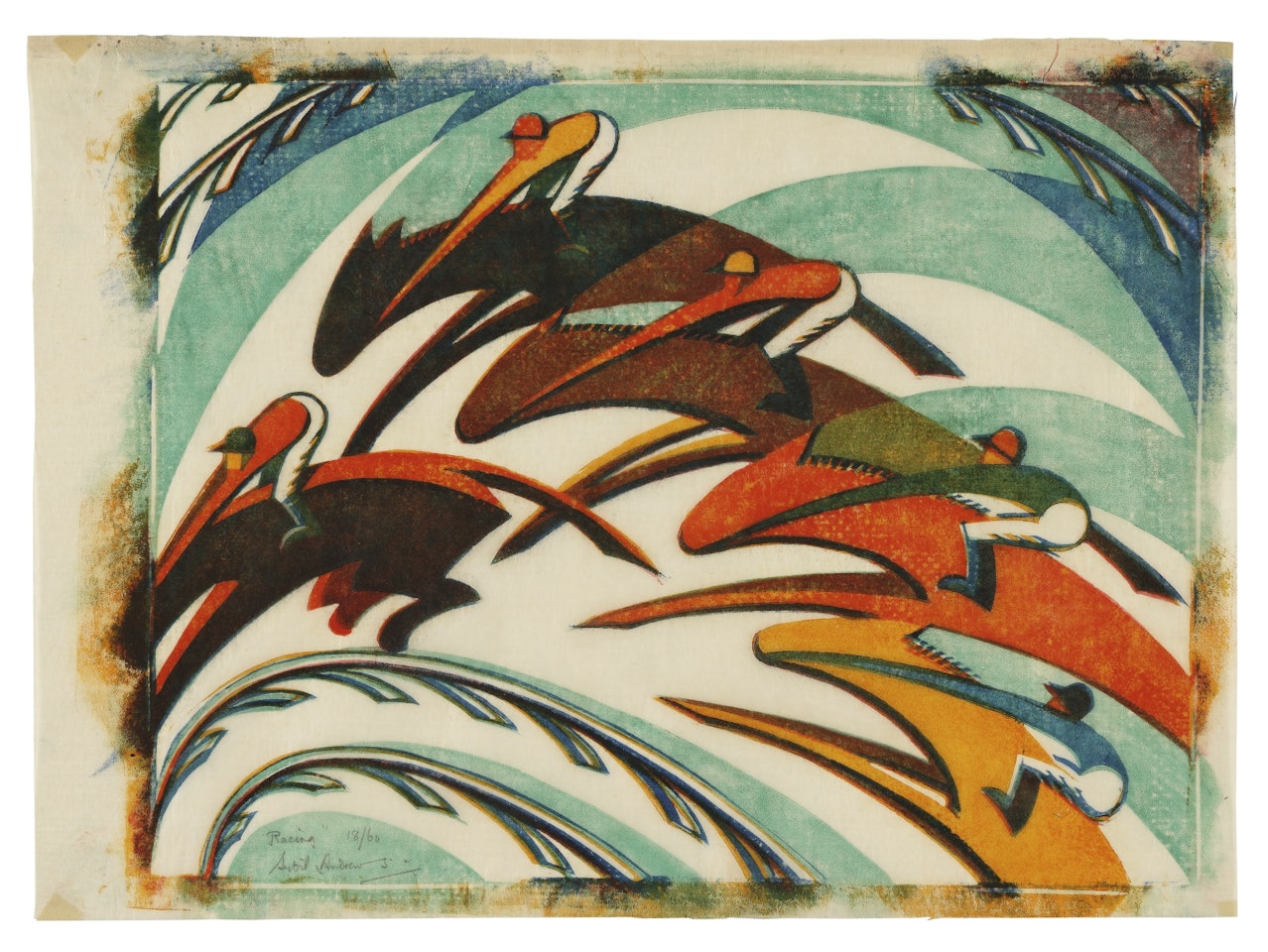 RACING (C. SA 32) by Sybil Andrews