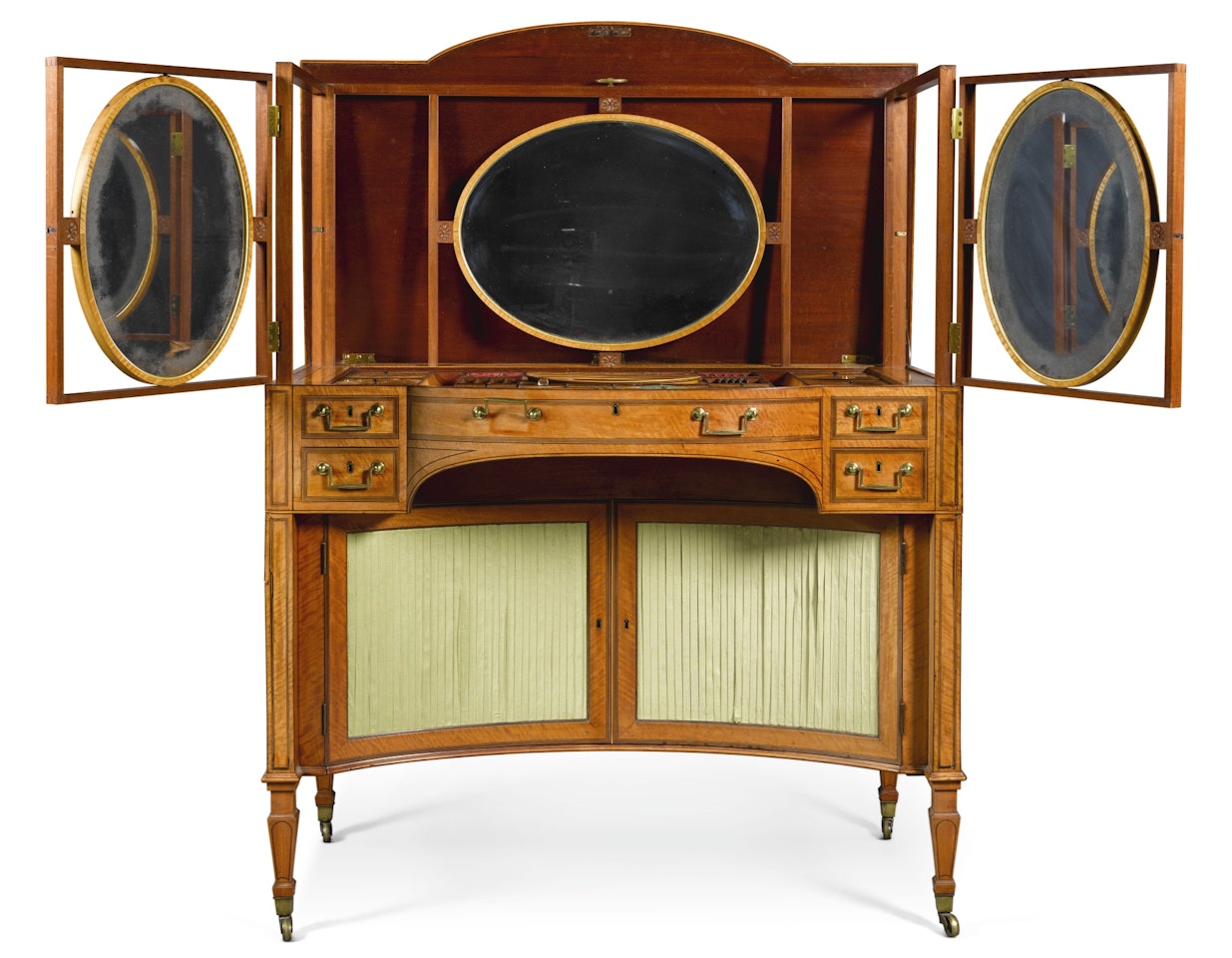 A George III satinwood dressing table, possibly by Gillows after a design by Thomas Shearer by Anonymous