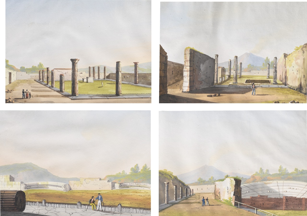 FOUR VIEWS OF POMPEII by Neapolitan School