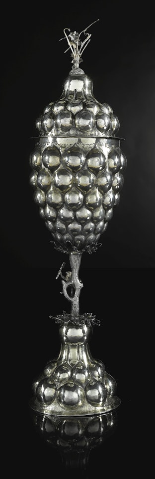A Russian parcel-gilt silver bunch of grapes cup and cover by Anonymous