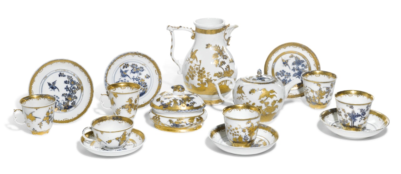 A Meissen Hausmaler composite part-tea and coffee service by Anonymous