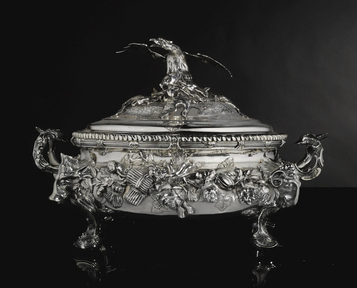 A fine George II silver soup tureen and cover, Peter Archambo by Anonymous