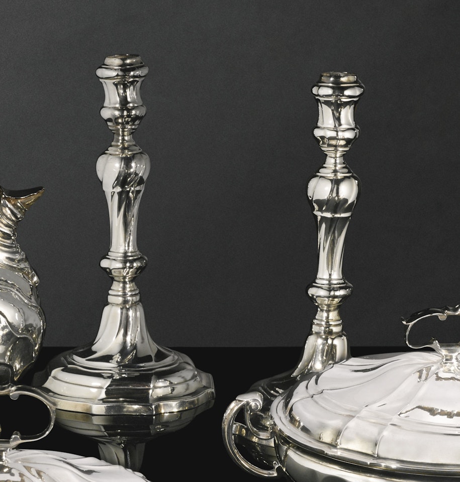 A pair of Belgian silver candlesticks, maker's mark FD conjoined (Struyck no. 4938) by Anonymous